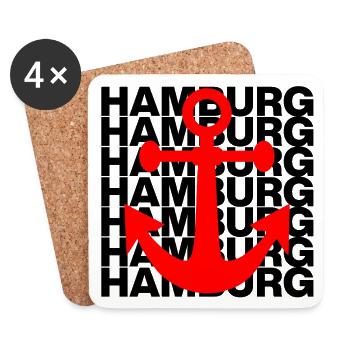 HAMBURG ANKER ROT, HAFEN, MOIN, ELBE, HAMBURGLIEBE - Coasters (set of 4) - white - Front
