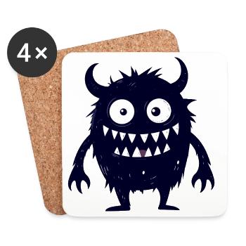 Petit monstre sombre et mignon drôle - Dessous de verre (lot de 4) - blanc - Devant