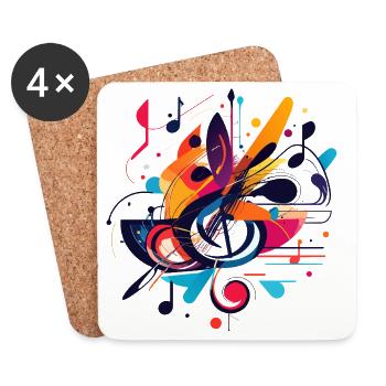 Notes de clé de musique signes de couleur - Dessous de verre (lot de 4) - blanc - Devant