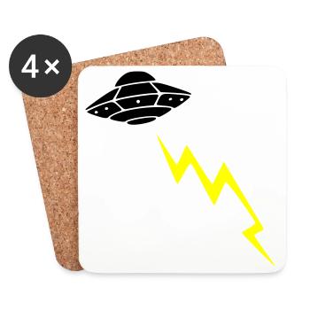 UFO Invasion Lightning Attack Alien Vector - Coasters (set of 4) - white - Front