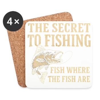 Le secret de la pêche : l’humour de la pêche à la pêche - Dessous de verre (lot de 4) - blanc - Devant