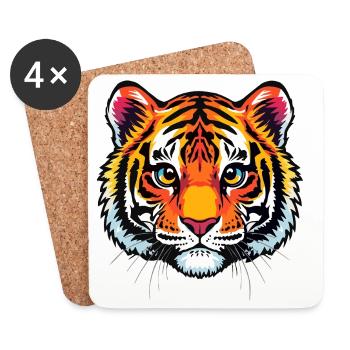 Niedlicher Tigerkopf  - Untersetzer (4er-Set) - Weiß - Vorne