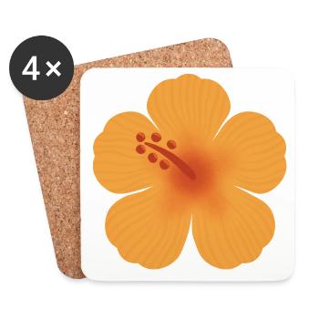 Orange Hibiscus Bloom - Coasters (set of 4) - white - Front
