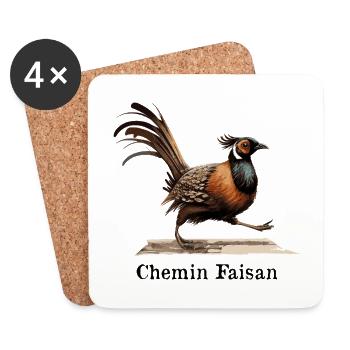 CHEMIN FAISAN !   - Dessous de verre (lot de 4) - blanc - Devant