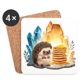 Hérisson avec des pancakes dans la grotte de cristal - Dessous de verre (lot de 4) - blanc - Devant