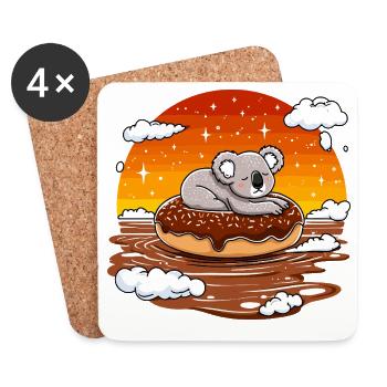 Koala auf Donut im Abendrot - Untersetzer (4er-Set) - Weiß - Vorne