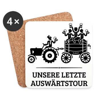 Unsere Letzte Auswärtstour, Trecker Bierfass JGA B - Untersetzer (4er-Set) - Weiß - Vorne