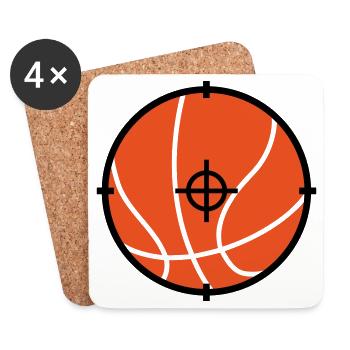 Basket Ball cible / Basketball / Basktet-Ball  - Dessous de verre (lot de 4) - blanc - Devant