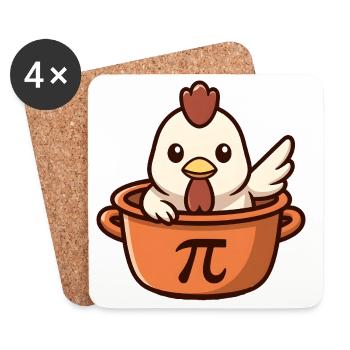 Un poulet mignon dans la casserole avec le symbole Pi : plaisir - Dessous de verre (lot de 4) - blanc - Devant