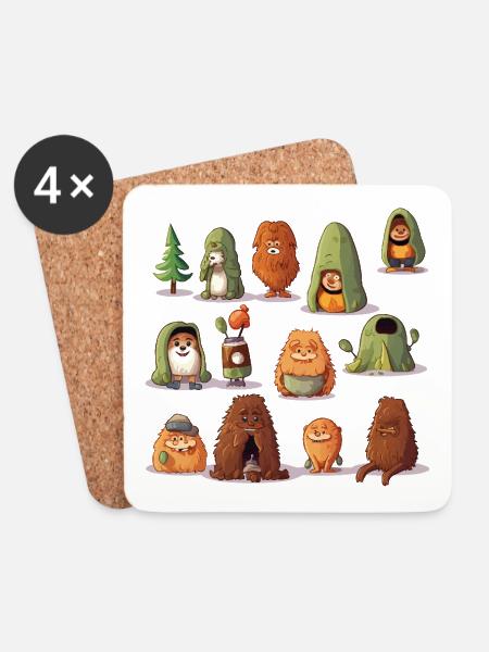 WaldYeti Kuschelwelten - Untersetzer (4er-Set) - Weiß