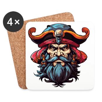 Pirate with Beard Comic - Coasters (set of 4) - white - Front