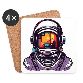 Casque de bande dessinée d’astronaute - Dessous de verre (lot de 4) - blanc - Devant