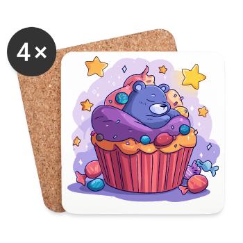 Süßer Bären Cupcake Traum - Untersetzer (4er-Set) - Weiß - Vorne