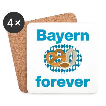 BAYERN FOREVER, BREZNLOVE, WEISSWURST, A MSSS BIER - Untersetzer (4er-Set) - Weiß - Vorne
