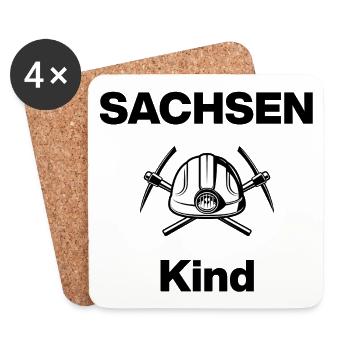 SACHSEN KIND, GLÜCK AUF! STEIGER AUF KOHLE GEBOREN - Untersetzer (4er-Set) - Weiß - Vorne
