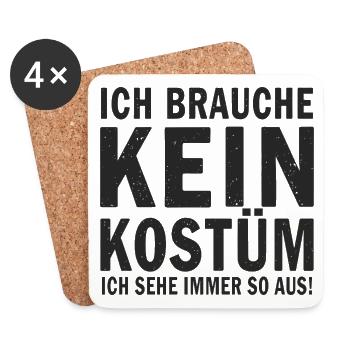 Karneval Fasching Fasnet Kostüm - Untersetzer (4er-Set) - Weiß - Vorne