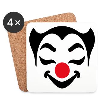 Fröhliches Clown Gesicht Karneval Fasnet Fasching - Untersetzer (4er-Set) - Weiß - Vorne
