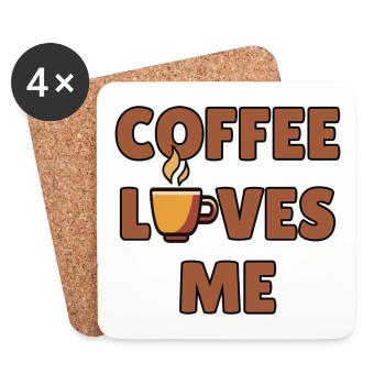 Coffee Loves Me - Coffee Humor - Coffee Lover - Coasters (set of 4) - white - Front