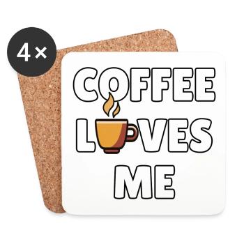Coffee loves me – Funny coffee message - coffee humor - Coasters (set of 4) - white - Front