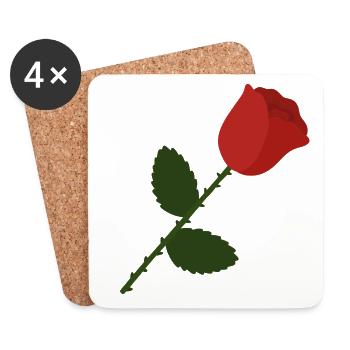 Rose Illustration - Dessous de verre (lot de 4) - blanc - Devant