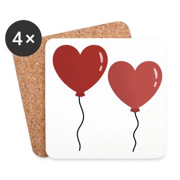 Twin Hearts Balloons - Coasters (set of 4) - white - Front