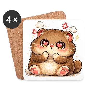 Chaton aux yeux en cœur - Dessous de verre (lot de 4) - blanc - Devant