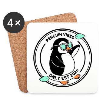 Pingouin noir en lunettes mint 2026 - Dessous de verre (lot de 4) - blanc - Devant