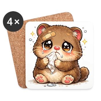 Cuddly Kitten Tear Ribbon Consolation - Coasters (set of 4) - white - Front
