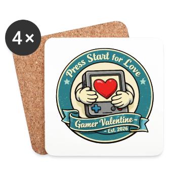 Gamer Valentine Vintage Badge - Dessous de verre (lot de 4) - blanc - Devant