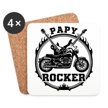 Vintage-Grandpa Biker- und Rocker-T-Shirt – Cade - Untersetzer (4er-Set) - Weiß - Vorne