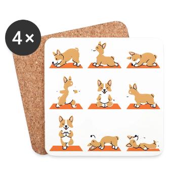 Corgi Yoga Poses for Dogs Yoga Fans - Coasters (set of 4) - white - Front