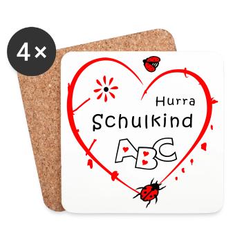 Schoolchild with ladybug - Coasters (set of 4) - white - Front