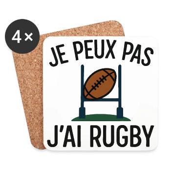 Je peux pas j'ai rugby - Dessous de verre (lot de 4) - blanc - Devant