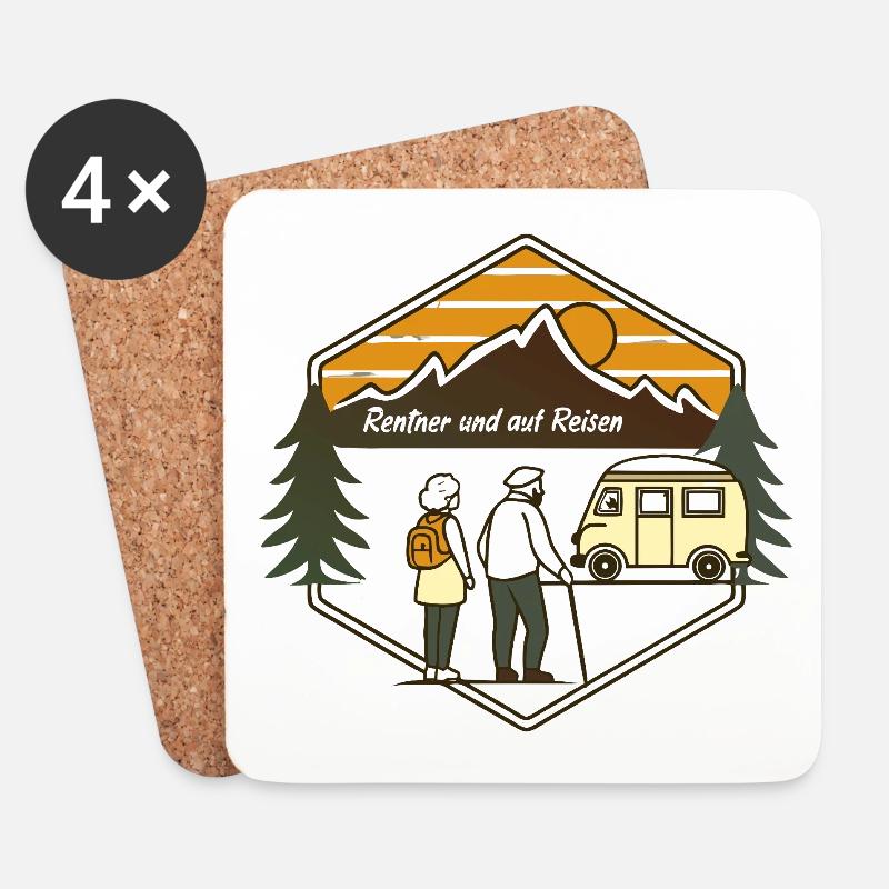 Rentner auf Reisen Berglandschaft - Untersetzer (4er-Set) - Weiß