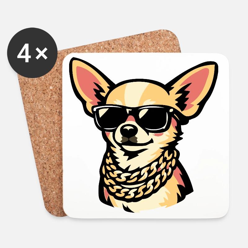 Chihuahua mit Sonnenbrille - Untersetzer (4er-Set) - Weiß
