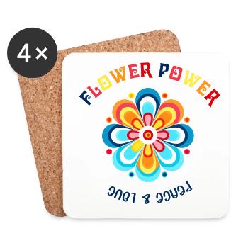 Flower Power Color Blossom Design - Coasters (set of 4) - white - Front