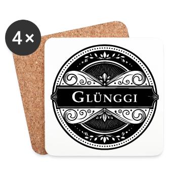 GLÜNGGI EMBLEM - Untersetzer (4er-Set) - Weiß - Vorne