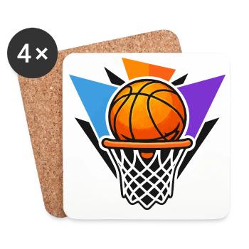 Basketball-Basketball-Basketball-Grafik-Dunk-Kunst - Untersetzer (4er-Set) - Weiß - Vorne