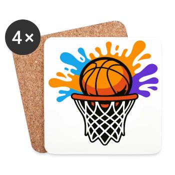 Basketball Splash Dunk Design graphique - Dessous de verre (lot de 4) - blanc - Devant