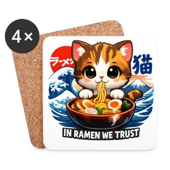 Katze in Ramen we trust - Untersetzer (4er-Set) - Weiß - Vorne