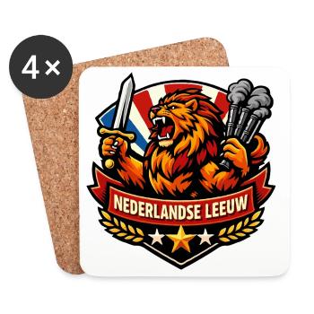 Lion hollandais avec épée et fumée - Dessous de verre (lot de 4) - blanc - Devant