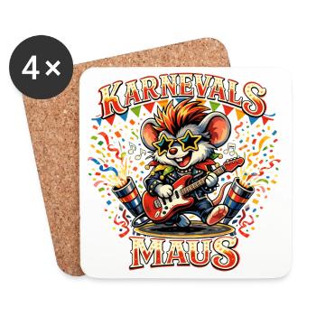 Kölner Karneval Maus Rock Alaaf Lustig - Untersetzer (4er-Set) - Weiß - Vorne