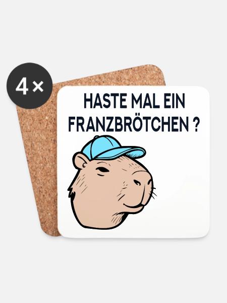 Franzbrötchen Hamburg Capybara - Untersetzer (4er-Set) - Weiß