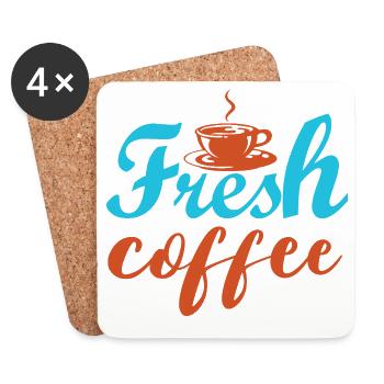Fresh coffee - colorful inscriptions - Coasters (set of 4) - white - Front