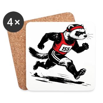 Running ferret in red - Coasters (set of 4) - white - Front
