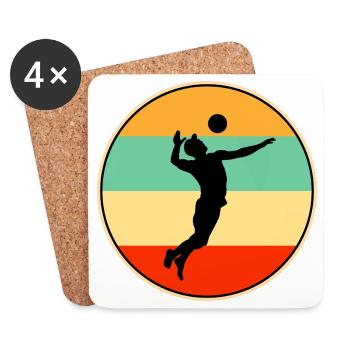 olleyball Player Retro Sunset Vintage Silhouette - Coasters (set of 4) - white - Front
