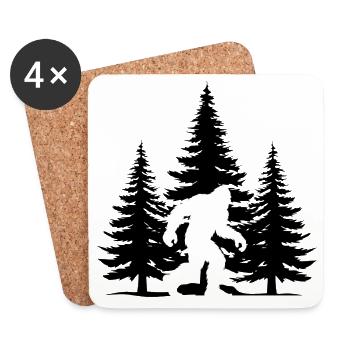 Bigfoot forest tree - Coasters (set of 4) - white - Front