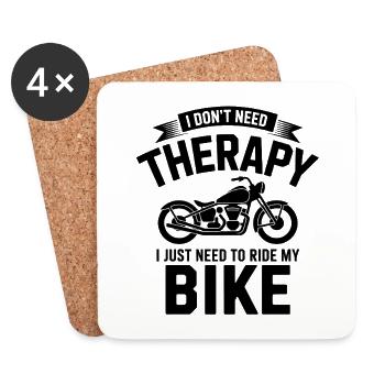 Je n’ai pas besoin de thérapie, j’ai juste besoin de faire du vélo - Dessous de verre (lot de 4) - blanc - Devant
