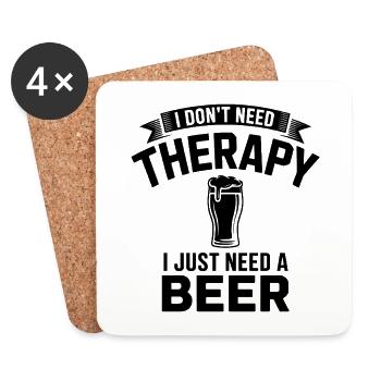 Ich brauche keine Therapie, ich brauche nur Bier - Untersetzer (4er-Set) - Weiß - Vorne