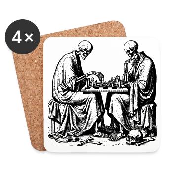 Skelette spielen Schach - Untersetzer (4er-Set) - Weiß - Vorne